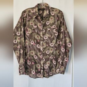 Ariat pearl snap floral long sleeve‎ blouse size large